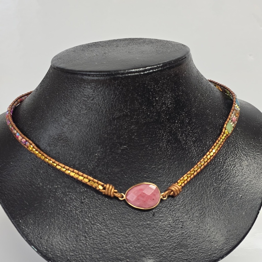 Beaded Leather Wrap Necklace Bracelet Womens Boho‎ Fairy Whimsical Choker